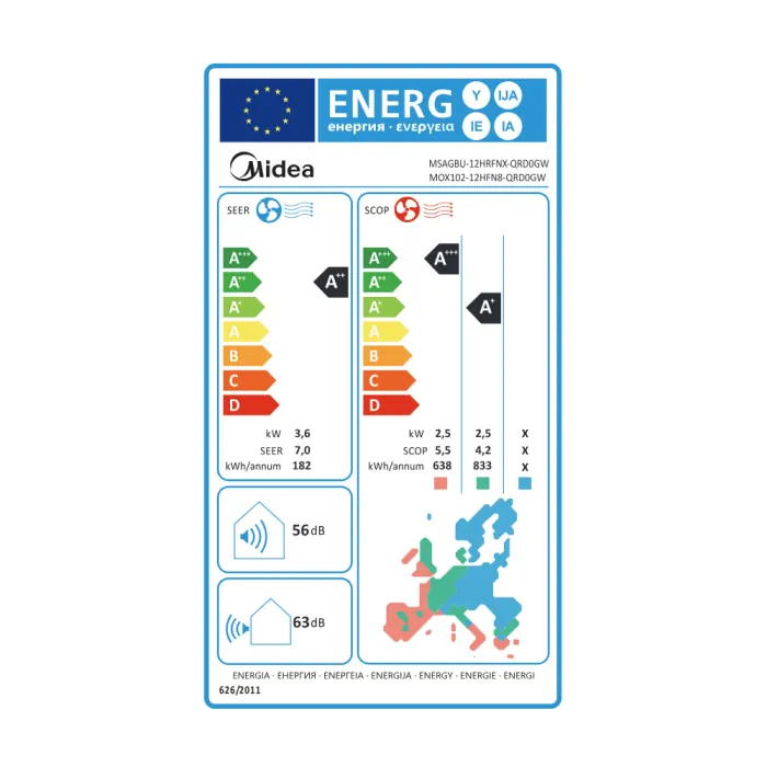 Aparat aer condiționat Midea Xtreme Fresh MSAGBU-12HRFNX-MOX102-12HFN8 Inverter 12000 BTU - imagine 6